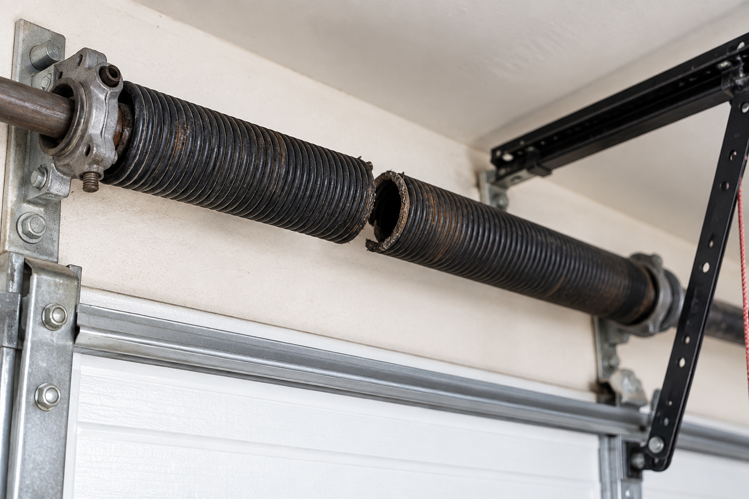 Garage door before repair